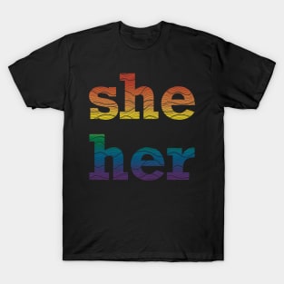 Rainbow She Her Waves T-Shirt